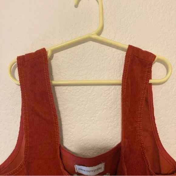 NWT Urban Outfitters Orange Corduroy Jumper Dress Women’s 8 Mini Dress Buttons - Picture 3 of 10